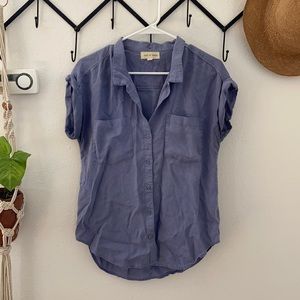 Anthropologie blue-grey button down shirt
